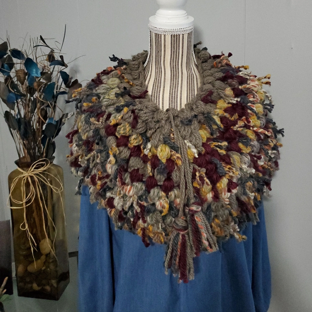 Handcrafted Textured Boho Chunky Cowl Neck Scarf